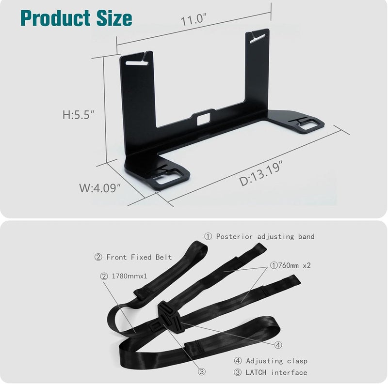 JHKLS Universal Child Seat Anchor Kit Safe Cars Seat Mount Bracket, Extended Universal ISOFIX Latch Interface Bracket for Large SUVs, MPVs, Off-Road Vehicles with Thick Seats, 335*103*138mm - Image 3